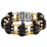 Skulls Link Biker Stainless Steel Bracelet 