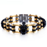 Skulls Link Biker Stainless Steel Bracelet 