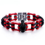 Skulls Link Biker Stainless Steel Bracelet 