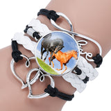 Trendy Glass Cabochon Leather Charm Bracelet 