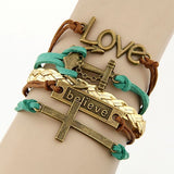 Vintage Multilayer Charm Leather Bracelet 