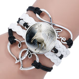 Trendy Glass Cabochon Leather Charm Bracelet 