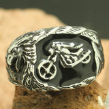 Stainless Steel Eagle Biker Silver Ring