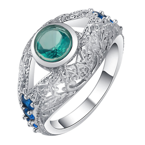 Fashion Jewelry Vintage Light Blue Wedding Ring 