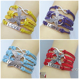 NEW Hot Fashion Leather vivid butterflies Bracelet