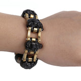 Skulls Link Biker Stainless Steel Bracelet 