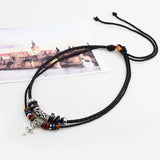 New Arrivals Mens Leather Rope Beads Necklace