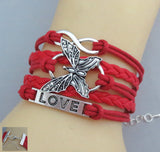 NEW Hot Fashion Leather vivid butterflies Bracelet