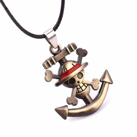  One Piece Skull Anchor Rope Chain Necklace