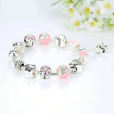 2017 Silver Plated Lovely Dog Pink Heart Bracelets