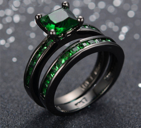 Gorgeous Green Zircon Wedding Band Ring 