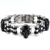 Skulls Link Biker Stainless Steel Bracelet 