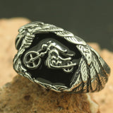 Stainless Steel Eagle Biker Silver Ring