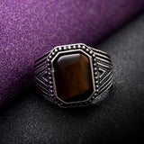 Antique Silver Square Geometric Wedding Ring