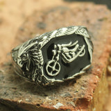 Stainless Steel Eagle Biker Silver Ring