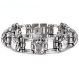 Skulls Link Biker Stainless Steel Bracelet 