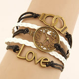 Vintage Multilayer Charm Leather Bracelet 