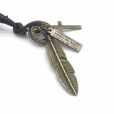 New 2017 Fashion Feather Leather Men's Necklace