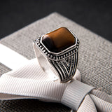 Antique Silver Square Geometric Wedding Ring