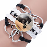 Trendy Glass Cabochon Leather Charm Bracelet 