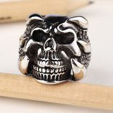 Vintage Gothic Skeleton Mens Biker Ring