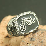 Stainless Steel Eagle Biker Silver Ring