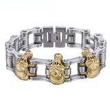 Skulls Link Biker Stainless Steel Bracelet 