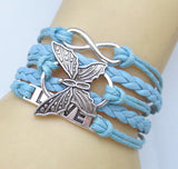 NEW Hot Fashion Leather vivid butterflies Bracelet