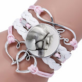 Trendy Glass Cabochon Leather Charm Bracelet 