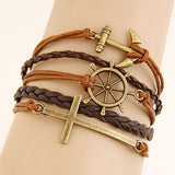 Vintage Multilayer Charm Leather Bracelet 