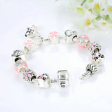 2017 Silver Plated Lovely Dog Pink Heart Bracelets