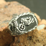 Stainless Steel Eagle Biker Silver Ring