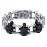 Skulls Link Biker Stainless Steel Bracelet 