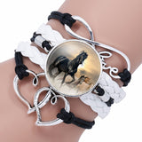 Trendy Glass Cabochon Leather Charm Bracelet 