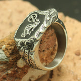 Stainless Steel Eagle Biker Silver Ring