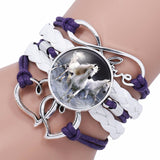 Trendy Glass Cabochon Leather Charm Bracelet 