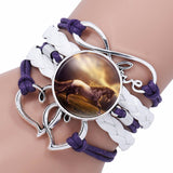 Trendy Glass Cabochon Leather Charm Bracelet 